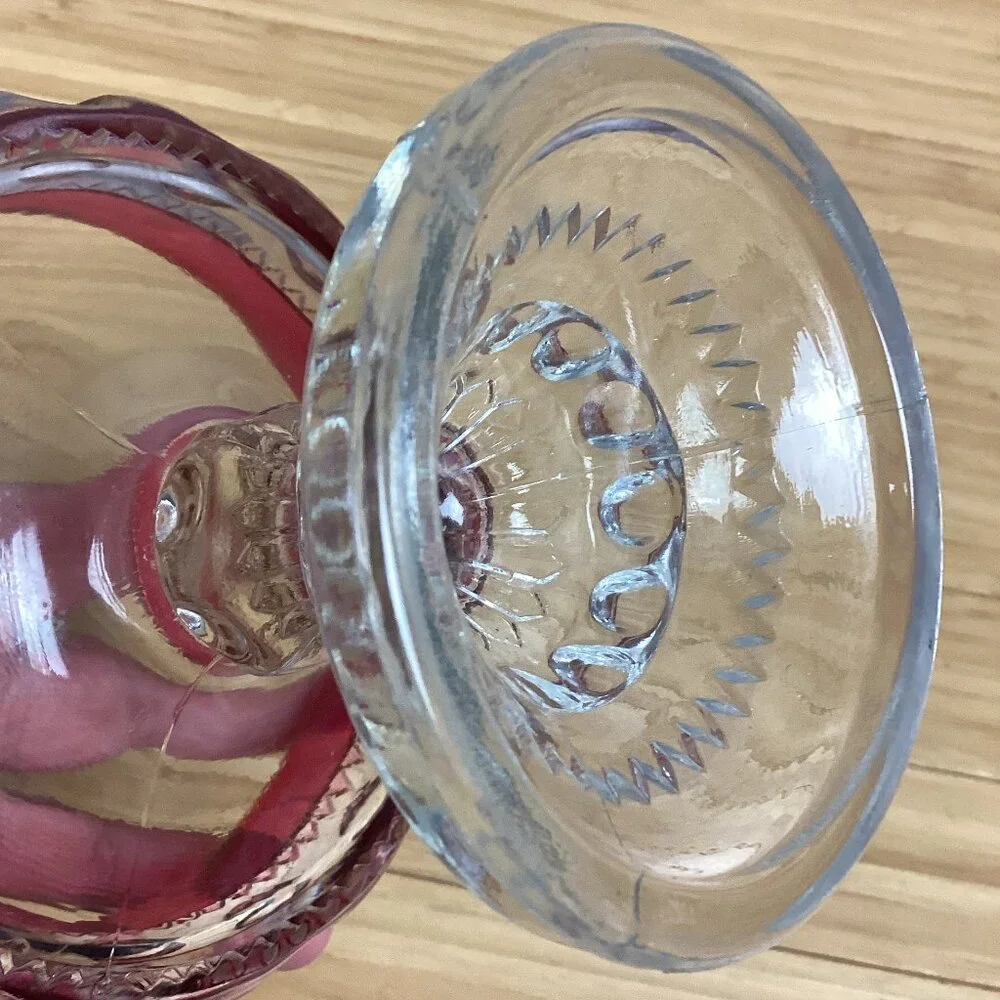 Vintage Indiana Glass Kings Crown Thumbprint Ruby Red Pedestal Compote
